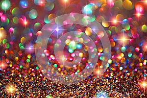 Party Lights Glitter Stars Bokeh Background