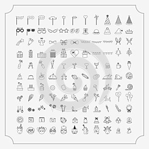 Party line icon set. Included icons as celebrate, celebration, dancing, music, congrats and more