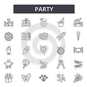 Party line icons, signs, vector set, linear concept, outline illustration