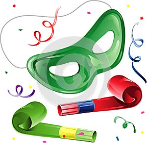 Party mask and blowers