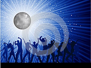 Party people on disco background