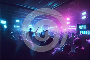 Party people enjoy concert by dancing in nightclub party Created with Generative AI technology