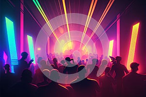 Party people enjoy concert by dancing in nightclub party Created with Generative AI technology