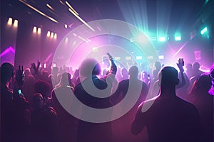Party people enjoy concert by dancing in nightclub party Created with Generative AI technology