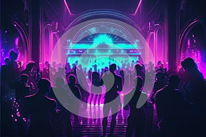 Party people enjoy concert by dancing in nightclub party Created with Generative AI technology