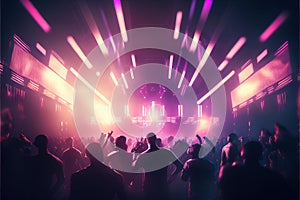 Party people enjoy concert by dancing in nightclub party Created with Generative AI technology