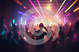 Party people enjoy concert by dancing in nightclub party Created with Generative AI technology