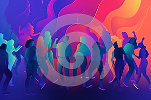 Party people enjoy concert by dancing in nightclub party technology. Generative AI