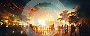 party people on tropical beach landscape AI generated