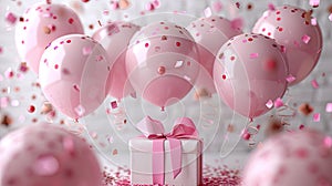Party Perfection: Pink Balloons, Gift Boxes, and Confetti for a Celebration to Remember - 3D Render