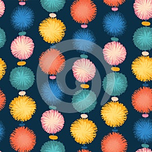 Party pom poms seamless repeat vector pattern