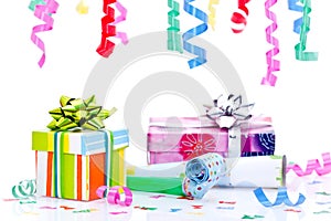 Party presents and streamers