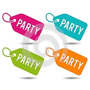 Party price Tags. Flat Eps10 Vector Illustration.