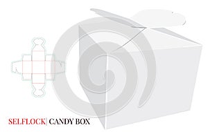 Gift Box Template, Vector with die cut / laser cut layers. Candy Box. White, clear, blank, isolated Candy Box mock up on white bac