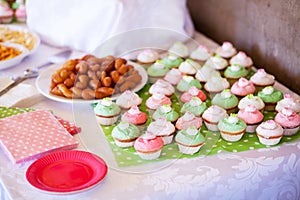 Party snacks and homemade cupcakes