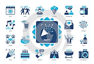 Party solid icon set