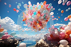 Party spirit takes flight as balloons embellish the backdrop of the sky