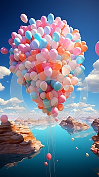 Party spirit takes flight as balloons embellish the backdrop of the sky photo