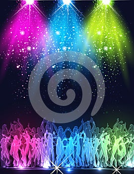 Party Stage, club, nightlife, fireworks background