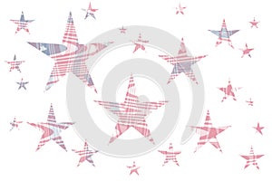 a party star shapes overlay wave pattern over american flag illustration graphic