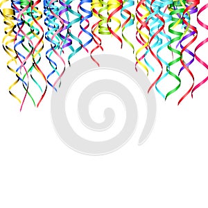 Party streamers coloured on a white background