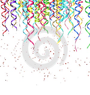 Party streamers coloured on a white background