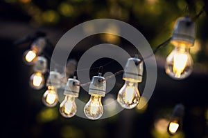 Party string lights hanging in a line photo