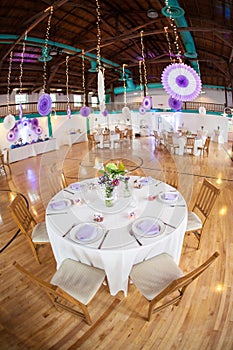 Party Tables in Gymnasium