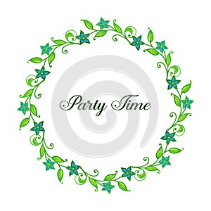 Party time, decorative of frame, for wreath in blue colors. Vector