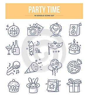 Party Time Doodle Icons