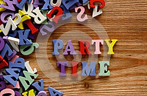 Party time letters on wood