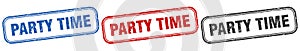 party time square isolated sign set. party time stamp.