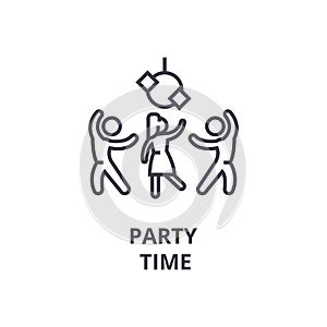 Party time thin line icon, sign, symbol, illustation, linear concept, vector