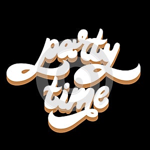 Party time. Vector hand drawn lettering isolated.