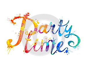 Party time. Words of calligraphic letters