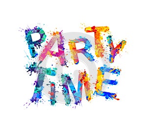 Party time. Words of splash paint letters