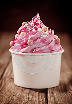 Party treat of decorated berry ice cream