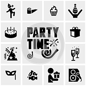 Party vector icons set on gray