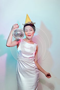 Party woman with disco ball