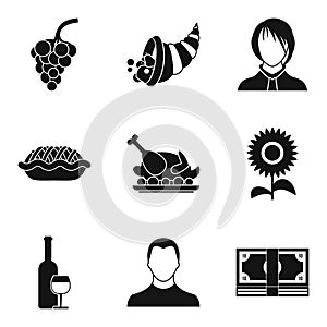 Partying icons set, simple style