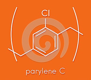 Parylene C polymer, chemical structure. Skeletal formula.