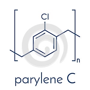 Parylene C polymer, chemical structure. Skeletal formula.