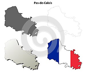 Pas-de-Calais, Nord-Pas-de-Calais outline map set