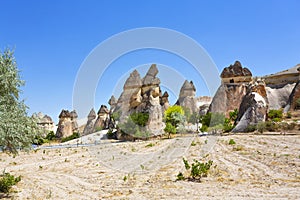 Pasabag, its famous fairy chimneys in Goreme Valley, Cappadocia