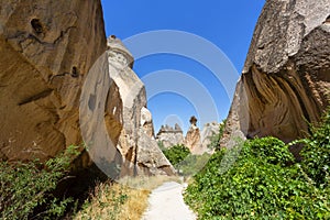 Pasabag, its famous fairy chimneys in Goreme Valley, Cappadocia