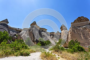 Pasabag, its famous fairy chimneys in Goreme Valley, Cappadocia