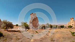 Pasabagi. Cappadocia background photo with fairy chimneys or hoodoos in Pasabagi