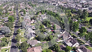Pasadena, California USA. Drone Aerial of Residential Neighborhood