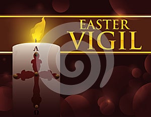 Paschal Candle with Dim Light Effect for Easter Vigil, Vector Illustration photo