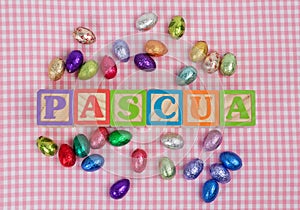 Pascua word in wooden block letters